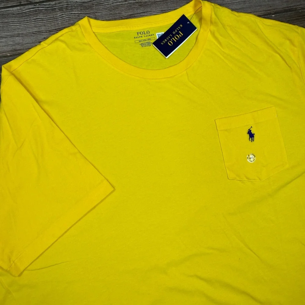 Polo Ralph Lauren Mens Size 4XLT T-Shirt Yellow Pocket Short Sleeve NWT